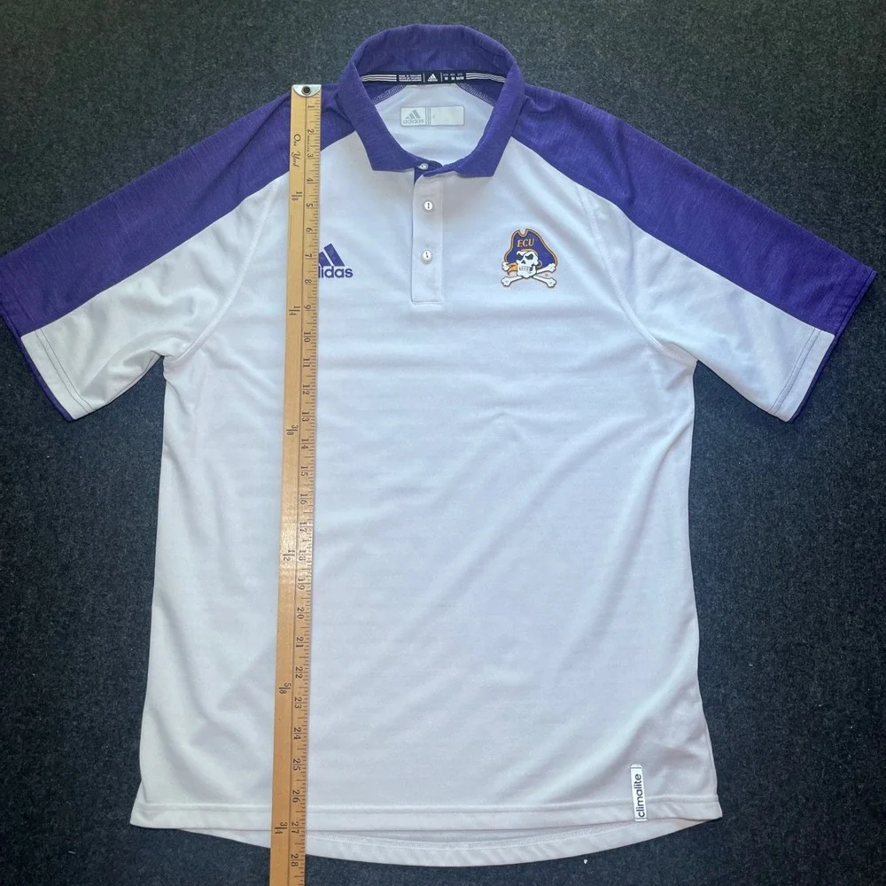 Adidas‎ Polo Shirt Mens Medium White Purple ECU Pirates Climalite Golf